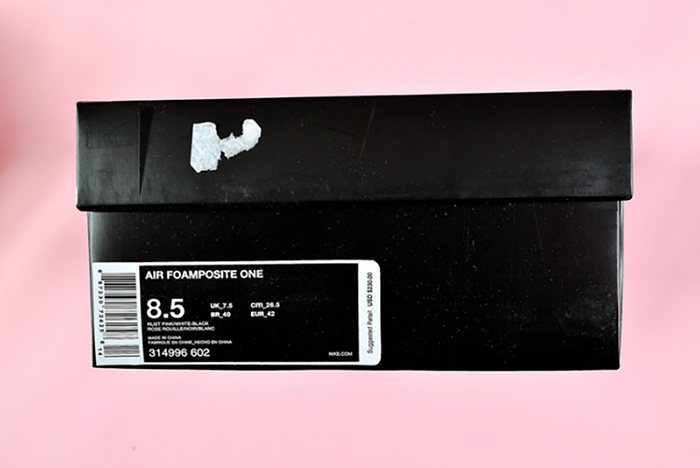 nike air foamposite one "rust pink" white/ black 314966-602
