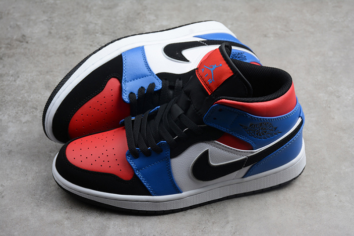 air jordan 1 mid gs "top 3" red/blue/white/black 554725-124
